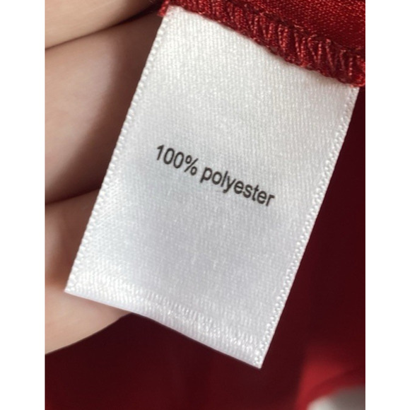 Maurices Tunic Top Size Large Red Silky Satin Holiday Party Peasant Romantic NEW - Picture 9 of 12